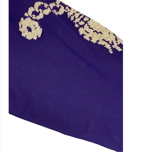 Escada by Margaretha Ley Vintage Purple Wool Sweater w/ Gold Embroidery Size 38 - Picture 14 of 15